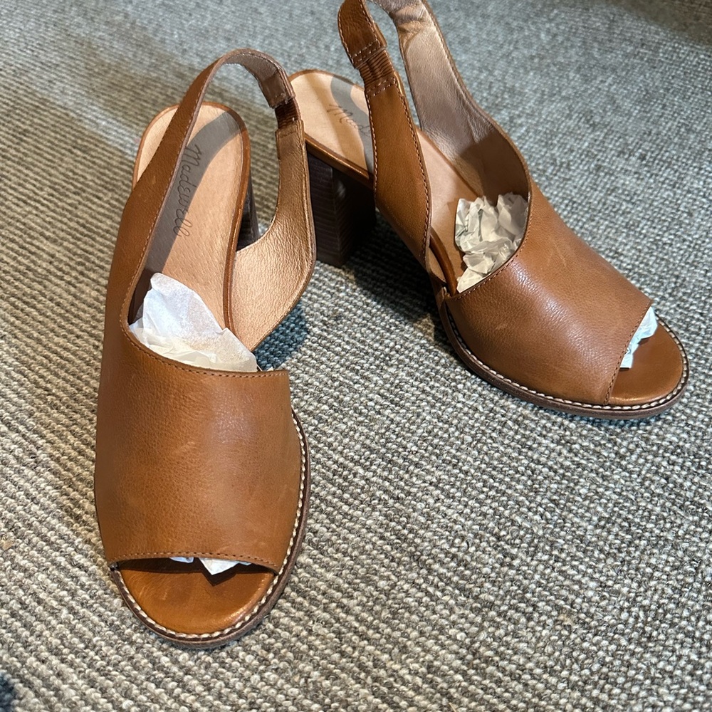 Women's MADEWELL Brown Leather Slingback Sandals sz 10